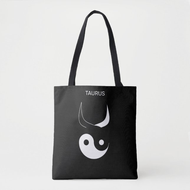 Bolsa Tote Taurus & Na moda Black & White Yin Yang em preto (Frente)