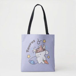 Bolsa Tote Taurus Zodiac Dreamer - Cute Sleepy Bunny