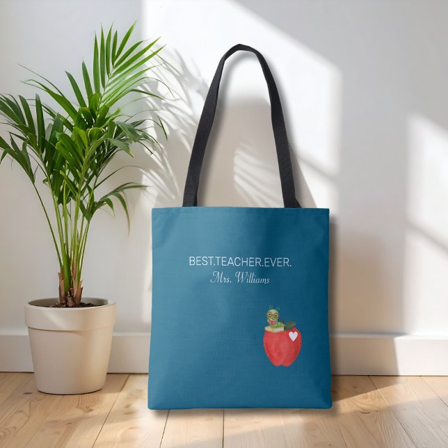 Bolsa Tote Teacher Appreciation Best Teacher Ever Apple Custo (Criador carregado)