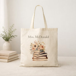 Bolsa Tote Teacher Appreciation Gift Floral Books