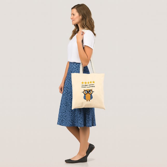 Bolsa Tote Teacher custom text school owl (Criador carregado)