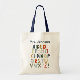 Bolsa Tote Teacher Tote Bag Gift Alphabet Art 