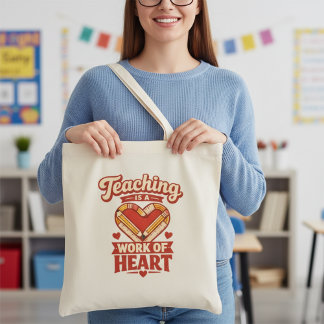 Bolsa Tote Teaching is a Work of Heart Valentine’s Teacher