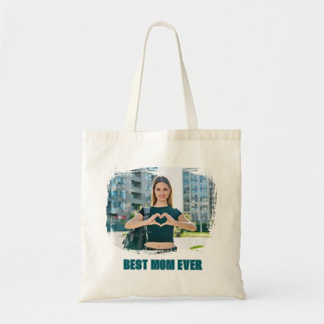 Bolsa Tote Teal All Bonés Best Mãe Ever Foto (Frente)