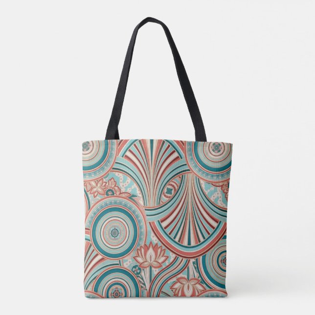 Bolsa Tote Teal and Coral Nouveau Flow (Verso)