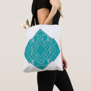 Bolsa Tote Teal Art Deco Quilt Inspirado
