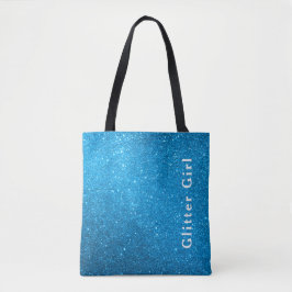 Bolsa Tote Teal Blue Glitter Girl Mostra Seu Glamour Sparkle