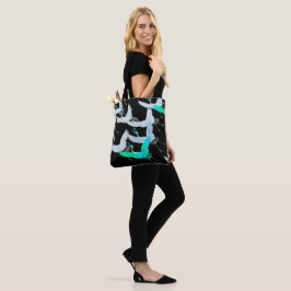 Bolsa Tote Teal Cranes in Flight 
