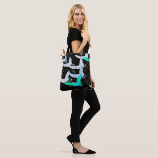 Bolsa Tote Teal Cranes in Flight