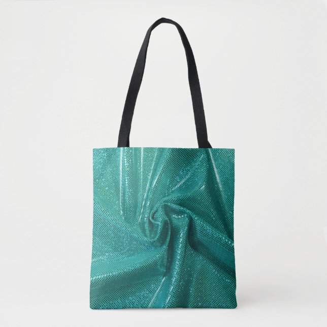 Bolsa Tote Teal de brilho de sequin (Frente)