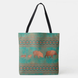 Bolsa Tote Teal de Cobre da Família Javelina, Cute Sudoeste
