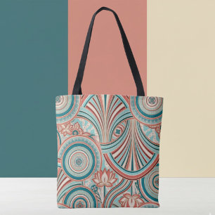 Bolsa Tote Teal e Coral Nouveau Fluxo