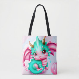 Bolsa Tote Teal e Dragão Bebê Rosa-Rosa-Cons