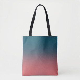 Bolsa Tote Teal Escuro e gradiente cor-de-rosa brilhante