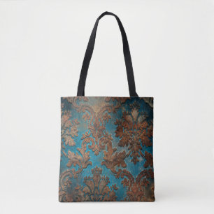 Bolsa Tote Teal escuro e Patina Damask