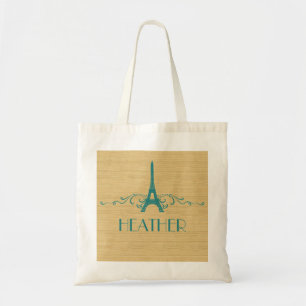 Bolsa Tote Teal French Flourish Tote Bag