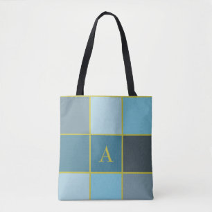 Bolsa Tote Teal Monograma Geométrico