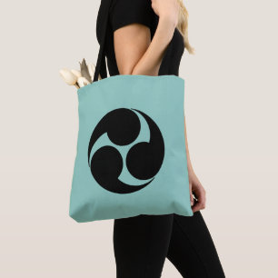 Bolsa Tote Teal Oriental Black Kobayakawa Japão Arte Mon