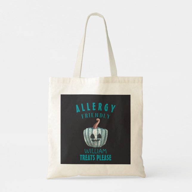 Bolsa Tote Teal Pumpkin Halloween Tratamento Amigável (Verso)