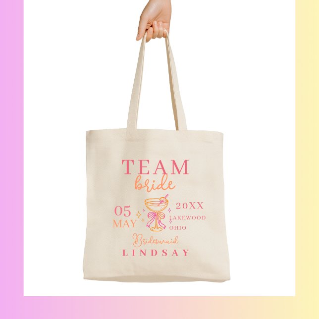 Bolsa Tote  TEAM BRIDE! Coctail Bachelorette Party (TEAM BRIDE! Coctail Bachelorette Party Tote Bag)