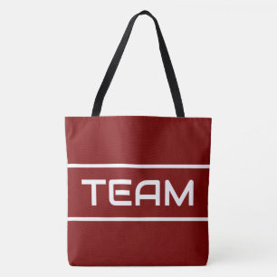 Bolsa Tote TEAM Sporty Fun Texto Branco Listras em Vermelho E