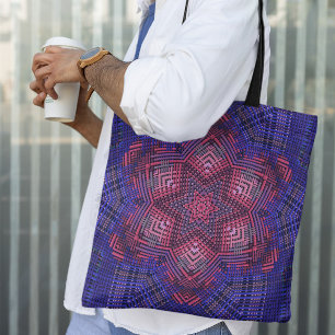 Bolsa Tote Tecido, Cor-de-rosa e azul