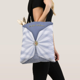 Bolsa Tote Tecido de Joia Azul Empoeirado Personalizado Ilusã