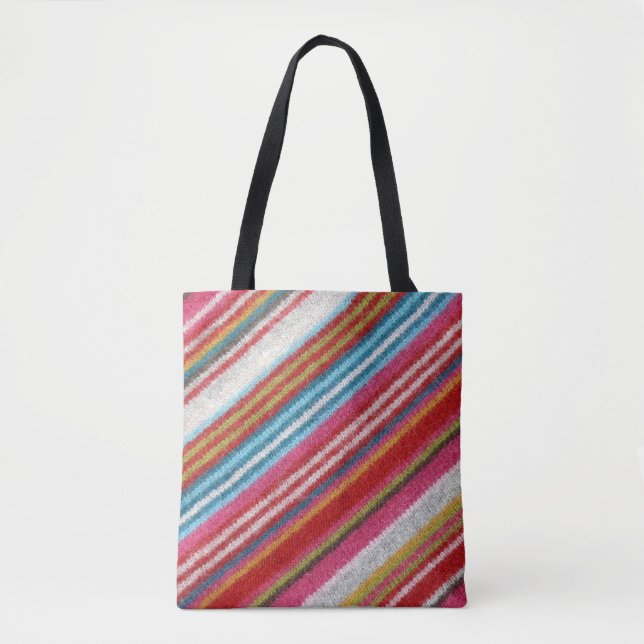 Bolsa Tote Tecido de lã riscado: acolhedor, na moda (Frente)