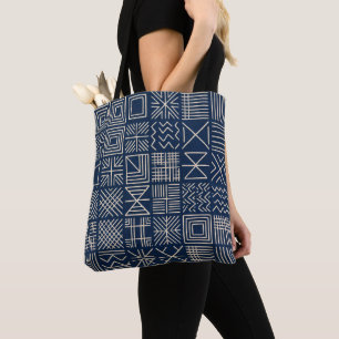 Bolsa Tote Tecido de Lama Índigo   Tear Artesanal
