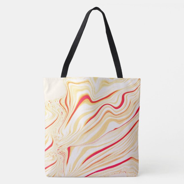 Bolsa Tote Tecido ondulado com tons beges claros, curva rosa  (Frente)