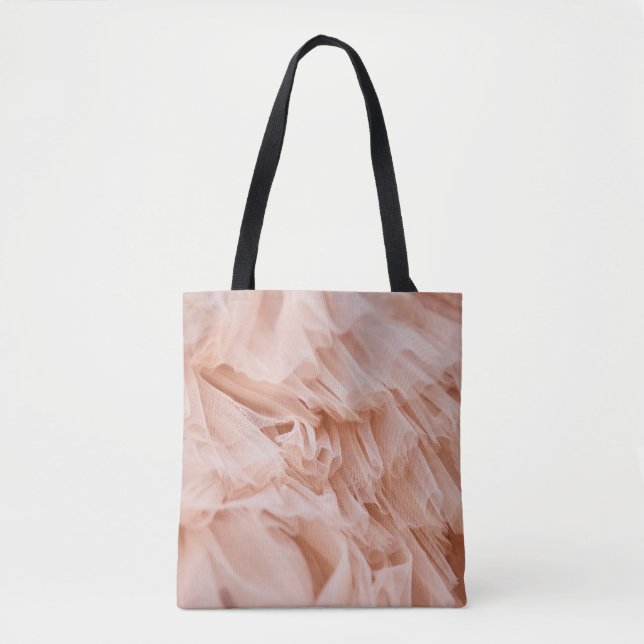 Bolsa Tote Tecido Rosa Pastel: Texturas Elegantes. (Frente)