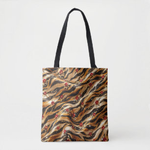 Bolsa Tote Tecido Tigre Rosa Cristal Vermelho