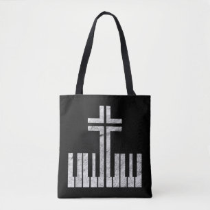 Bolsa Tote Teclado Cruzado Cristão Piano Pianista Deus Jesus