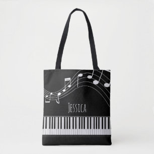 Bolsa Tote Teclado Piano e Notas Musicais