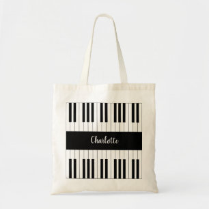 Bolsa Tote Teclado Piano Preto e Branco