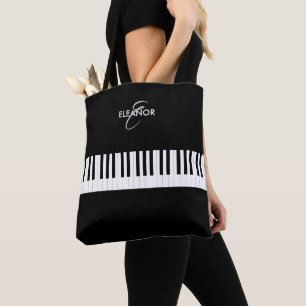Bolsa Tote Teclas de Piano Instrumento Musical Monogramado