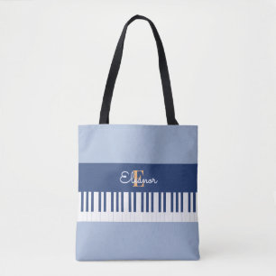Bolsa Tote Teclas de Piano Monograma Teclado Musical Amante d