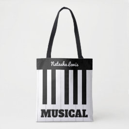 Bolsa Tote Teclas de Piano Personalizadas Instrumento Musical
