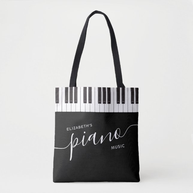 Bolsa Tote Teclas Piano Personalizadas Teclado Música Persona (Frente)
