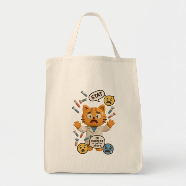 Bolsa Tote Técnico de Laboratório Clínico Gato Executando Mui (Frente)