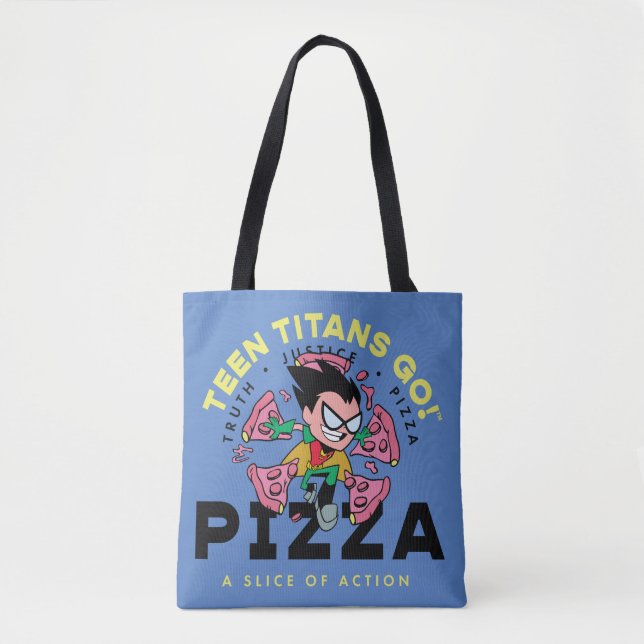 Bolsa Tote Teen Titans Go! Robin "Truth Justice Pizza" (Frente)