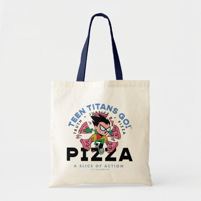 Bolsa Tote Teen Titans Go! Robin "Truth Justice Pizza" (Frente)