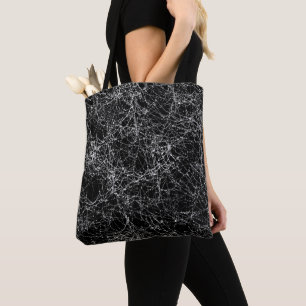 Bolsa Tote Teias de Aranha Pretas e Prateadas Fantasia Chic d