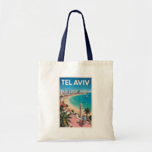 Bolsa Tote Tel Aviv Israel Ilustração Viagem Arte Vintage