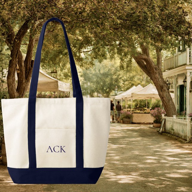 Bolsa Tote Tela com Cor de Contraste Monogramada (Monogrammed Contrast Trim Tote)