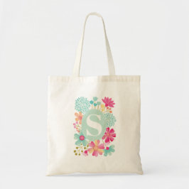 Bolsa Tote Tela com Inicial de Monograma de Designer