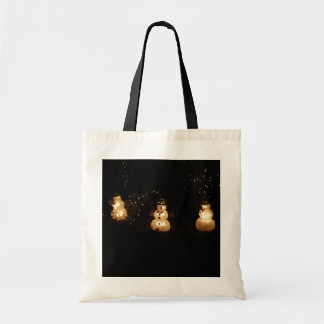 Bolsa Tote Tela de luz de feriado Snowman (Frente)
