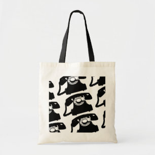 Bolsa Tote telefone negro retrô