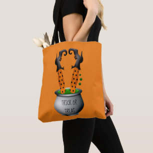 Bolsa Tote Tema da bruxa engraçada laranja do Dia das Bruxas