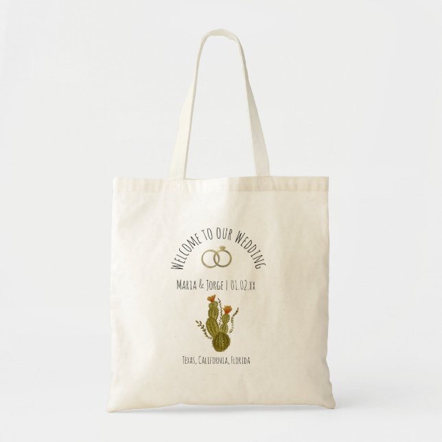 Bolsa Tote Tema de Aquarela Bag de Boas-vindas Cactus (Frente)